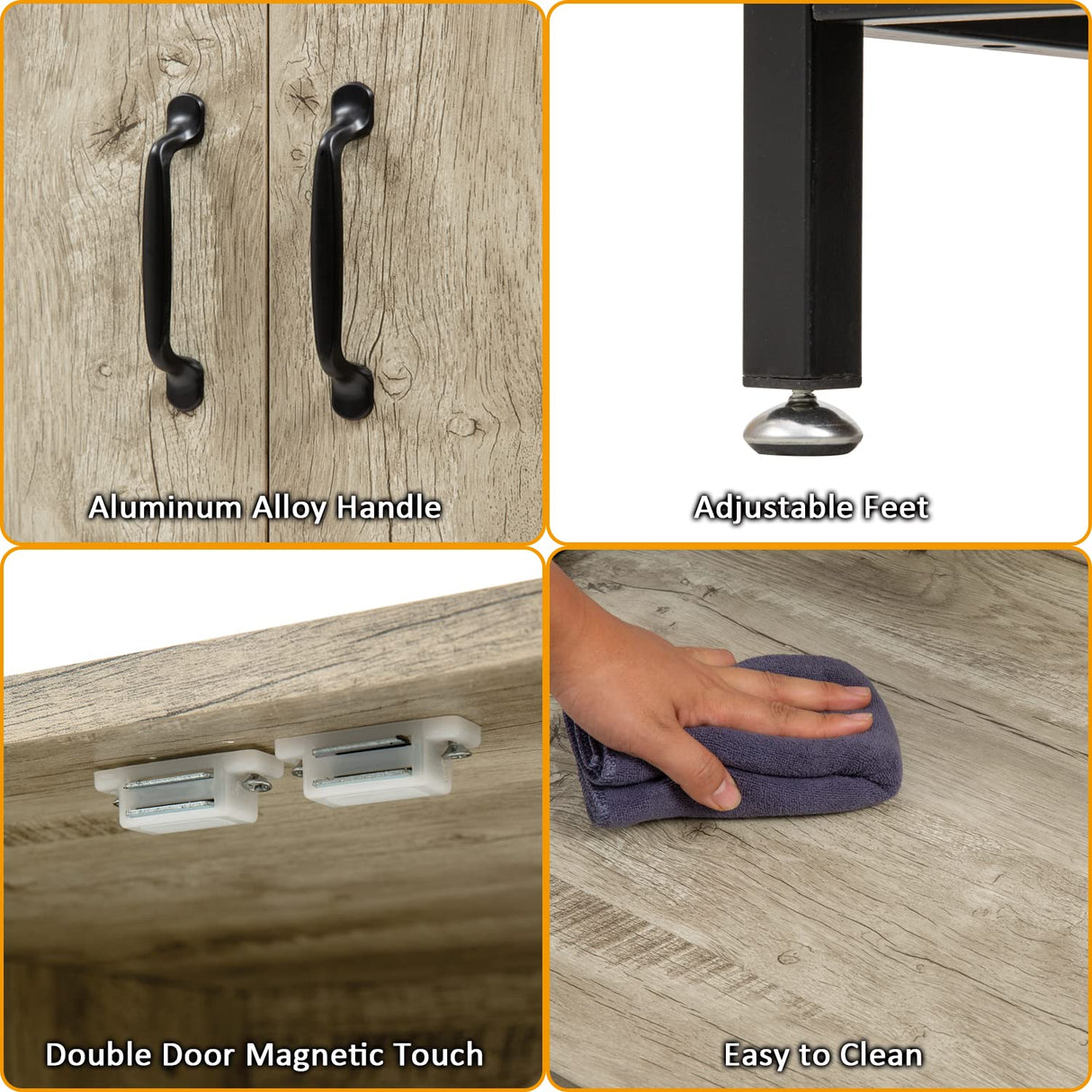 Litter Box Enclosure, Hidden Cat Litter Box Furniture with Elevated Cat Bowls