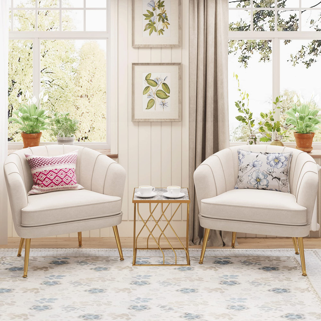 Velvet Accent Chair, Upholstered Modern Single Sofa Side Chair