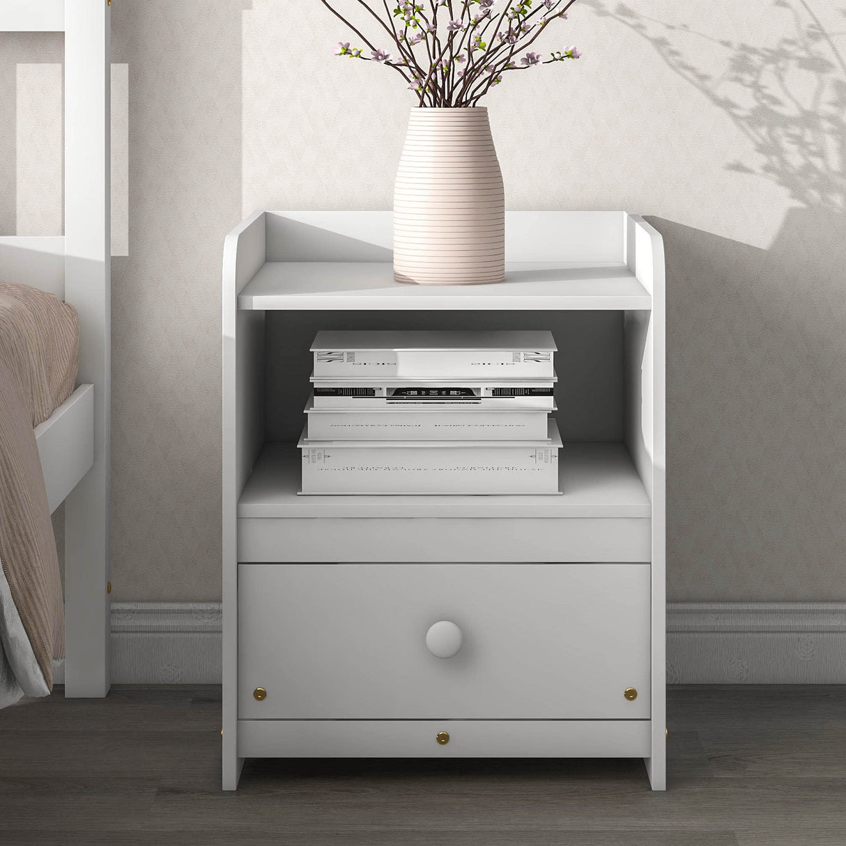 Bedroom Furniture Set with 1 Twin Beds Frame & 1 Nightstand