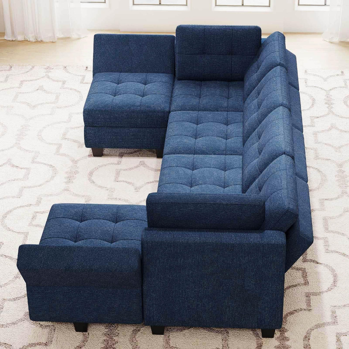 Sofa Couch with Reversible Chaises 6 seat Sectional Couch