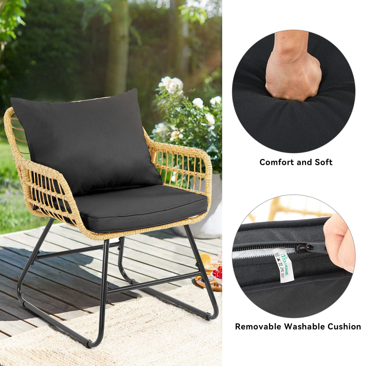 4-Piece Patio Furniture Wicker Outdoor Bistro Set