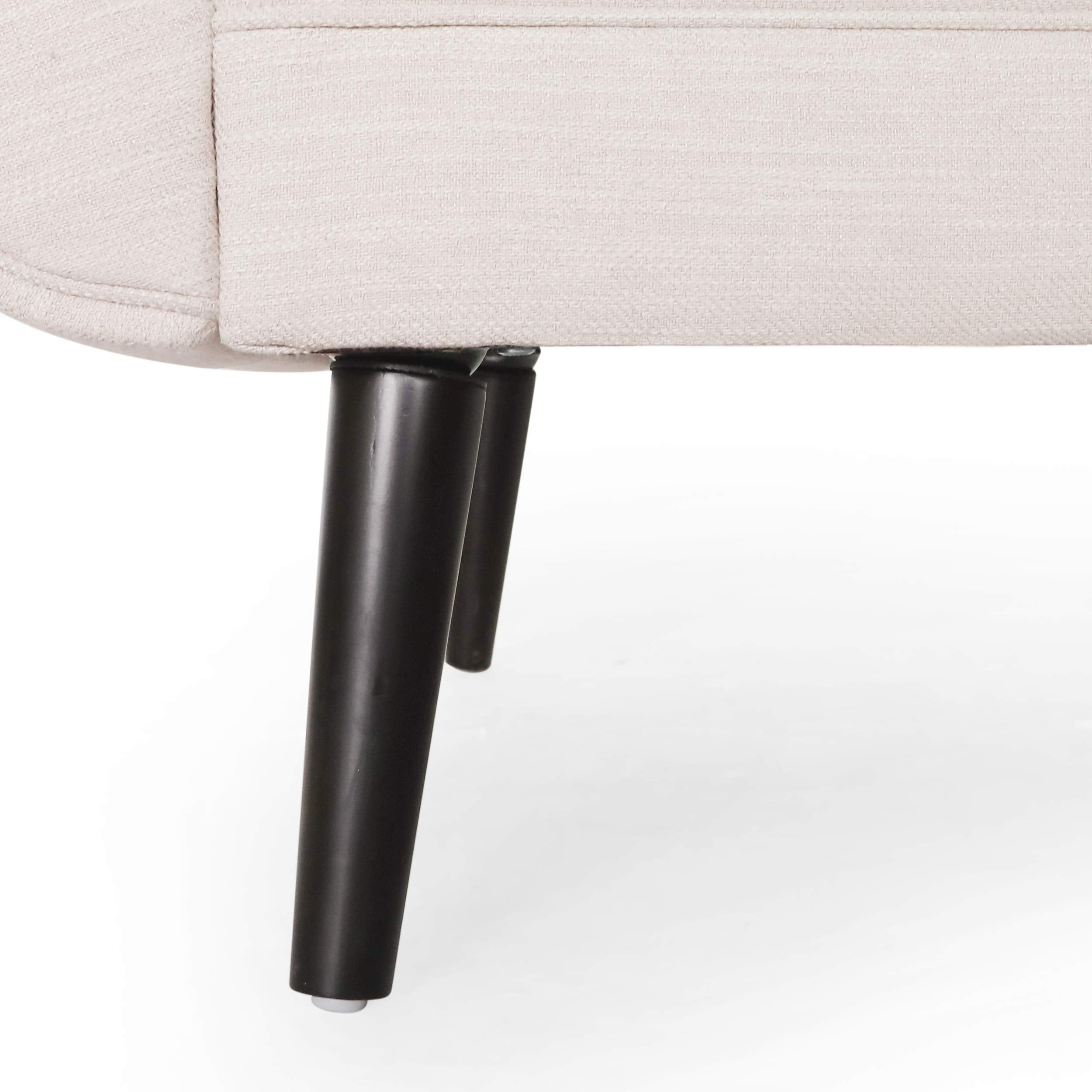 Chaise Lounge ,Polyester and Birch Wood, Beige + Dark Brown