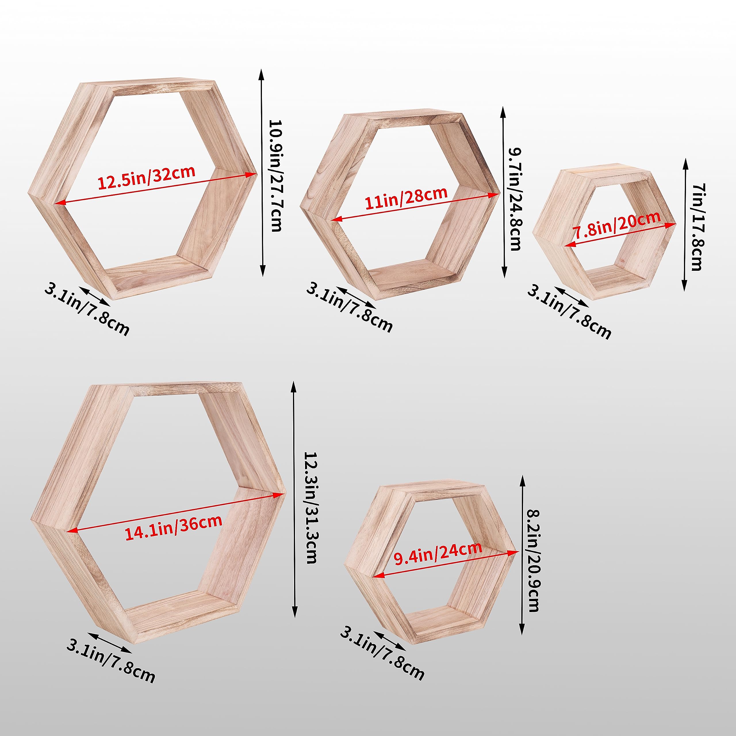 Hexagon Floating Shelves Set of 5, Honeycomb Shelves Wall Mounted Storage Wall Shelf