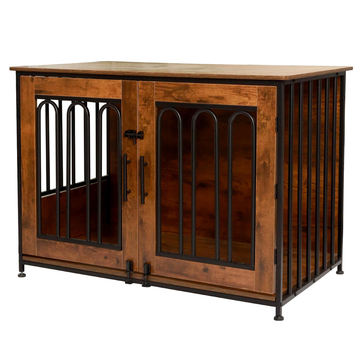 Dog Crate Furniture, 39.37" Double Doors Wooden Dog Kennel End Table, Indoor Dog House