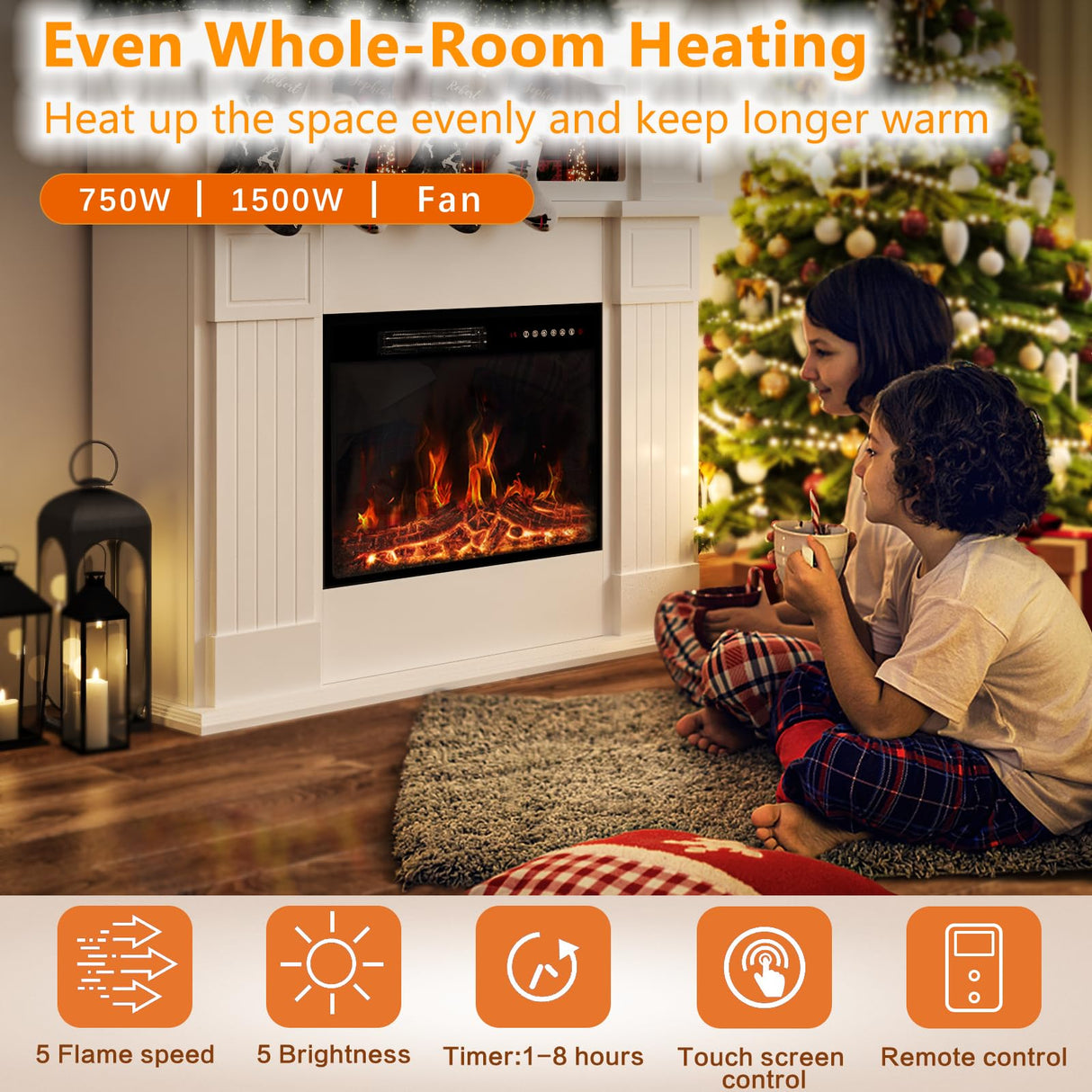 TV Stand with 23" Freestanding Electric Fireplace