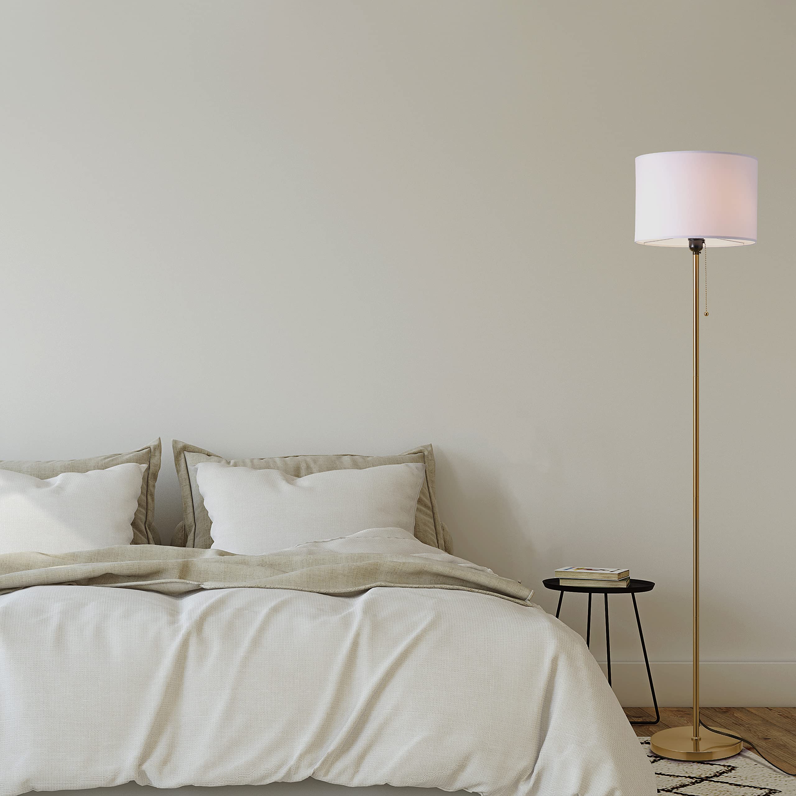 Drum Shade Standing Lamp, Pull Chain Switch, E26 Socket