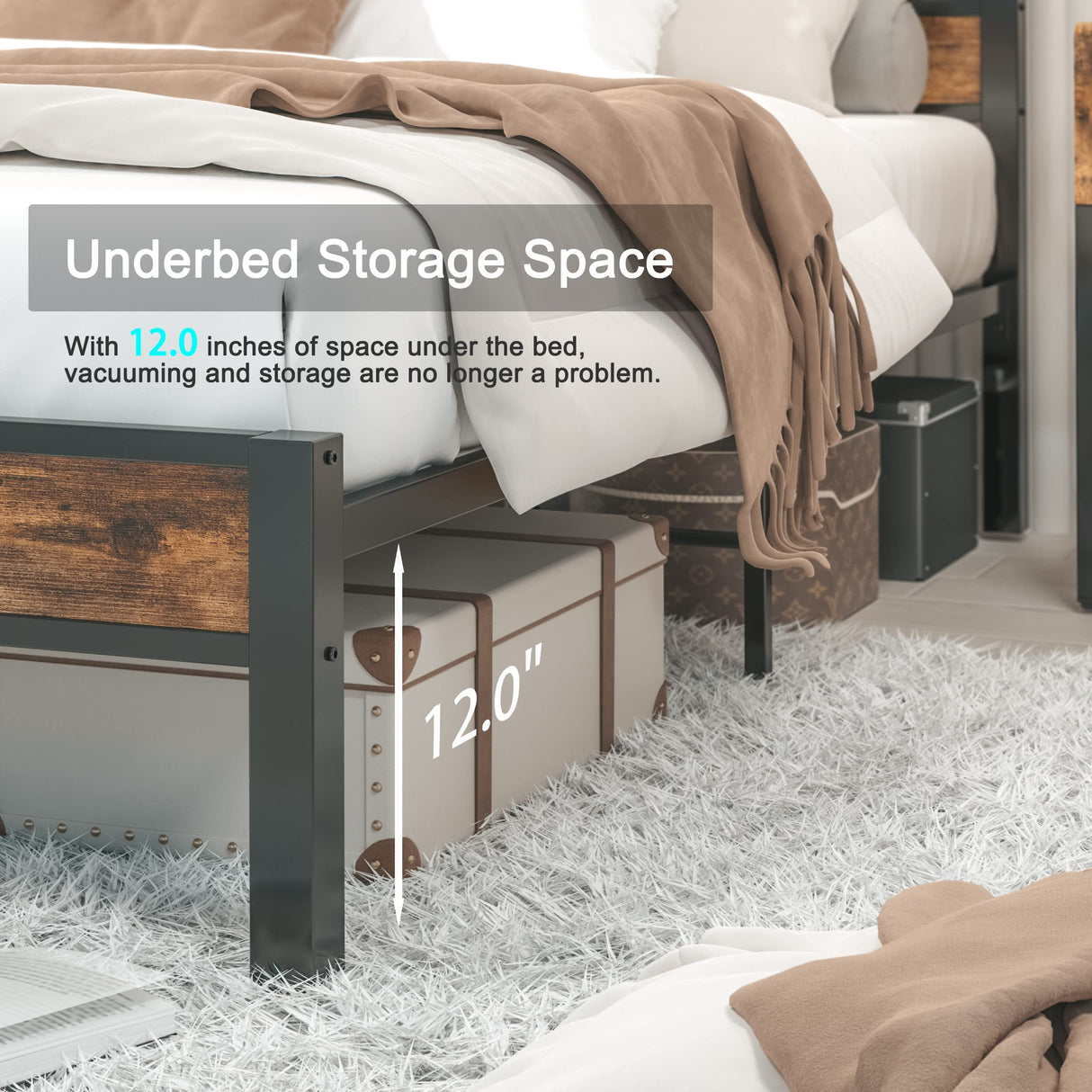 California King Bed Frames: Easy Assembly, Noise-Free, No Box Spring Needed, Heavy Strong Metal Support Frames