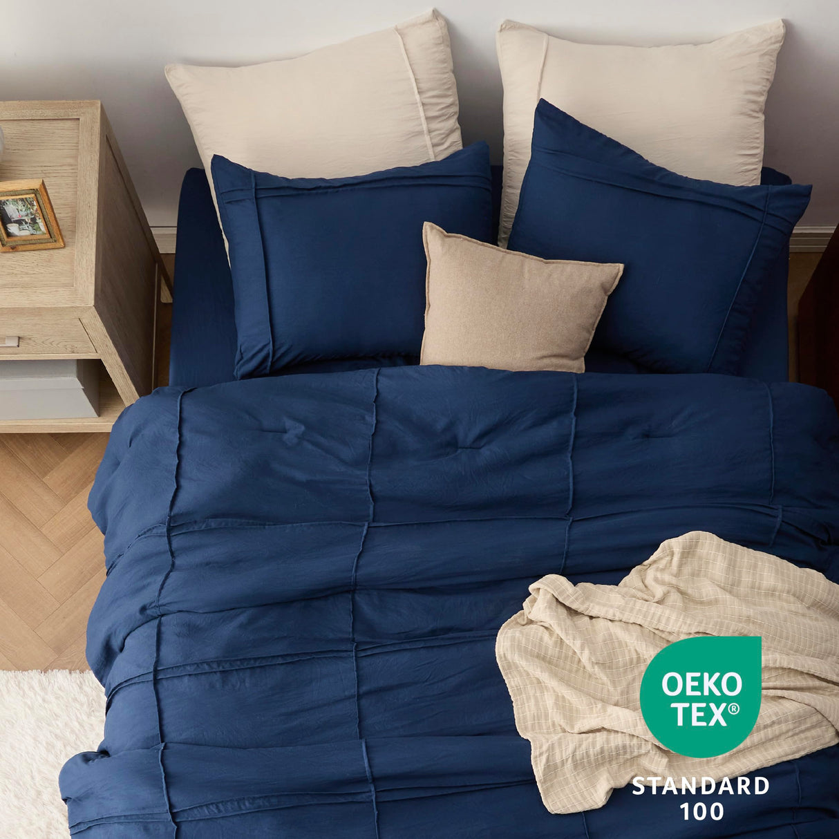 Full Comforter Set with Sheets - 4 Pieces Soft Navy Blue Bedding Sets