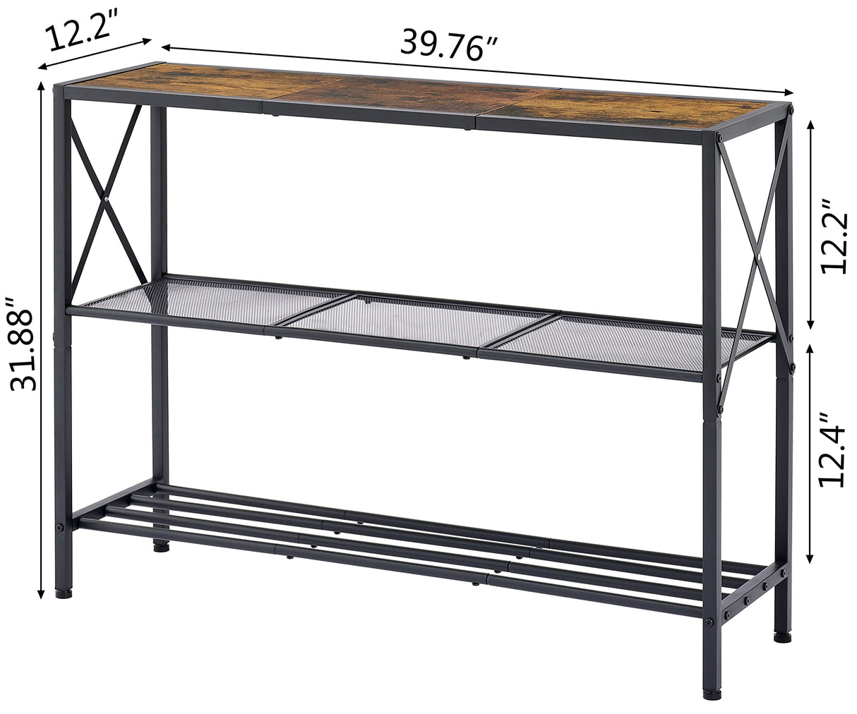 Industrial Console Table, 3 Tier Entryway Table, Hallway Table