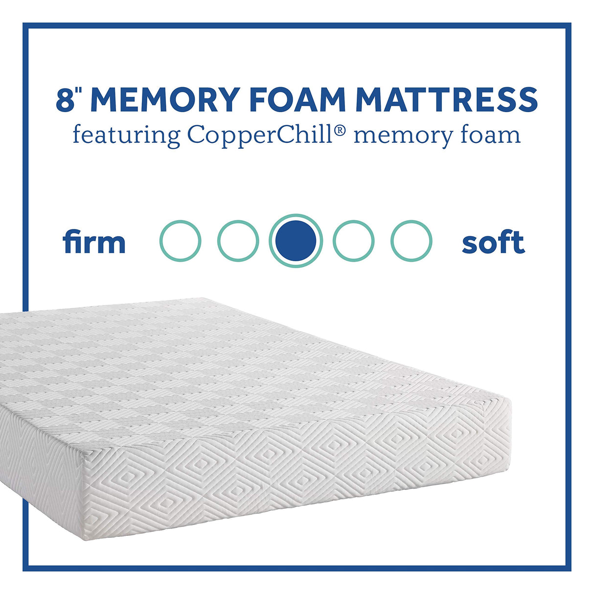 Memory Foam Bed in a Box - 8 Inch, Medium Feel, Twin Size, Copper Technology