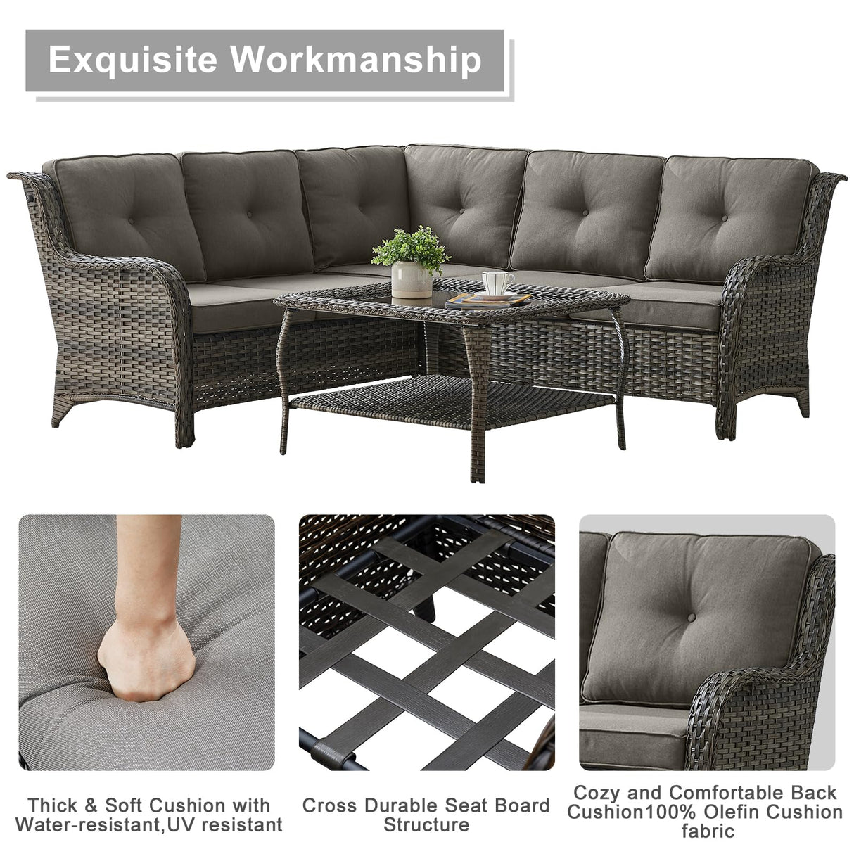 Wicker Patio Furniture Set - 7 Seater Rattan