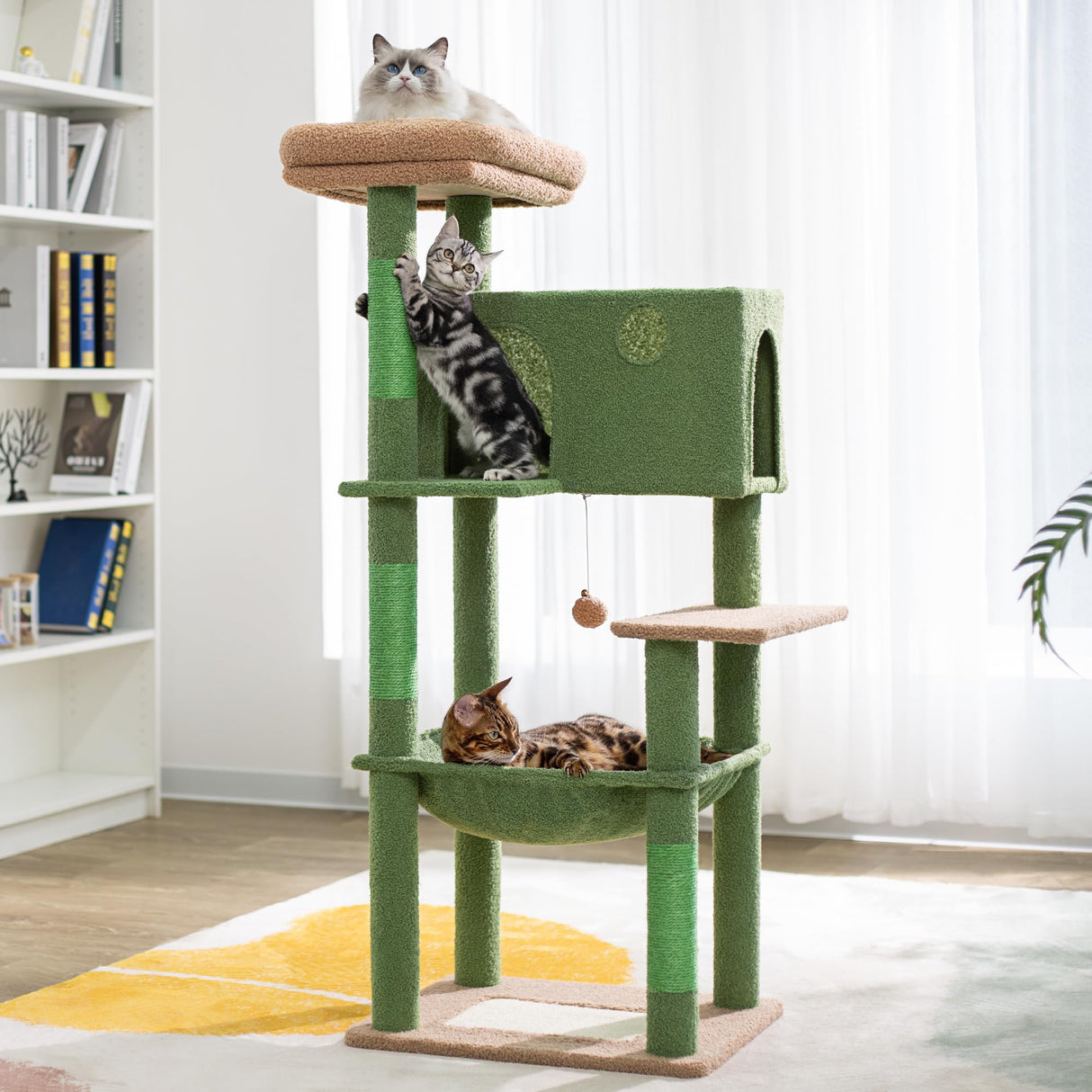 Cactus Cat Tree for Large Cats 53 Inches Multilevel Cat Tower