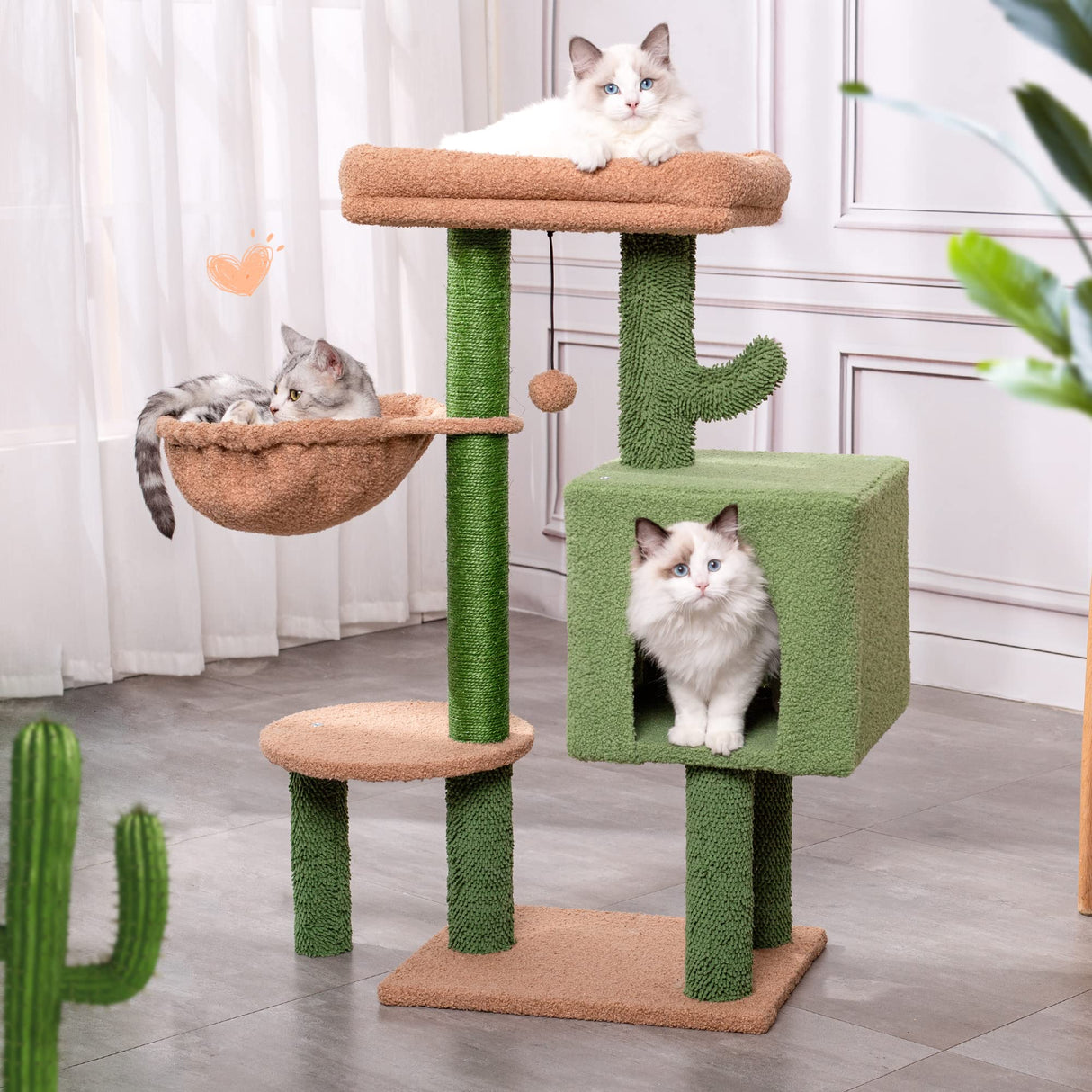 Cactus Cat Tree 34 Inches Cute Cat Tower with Padded