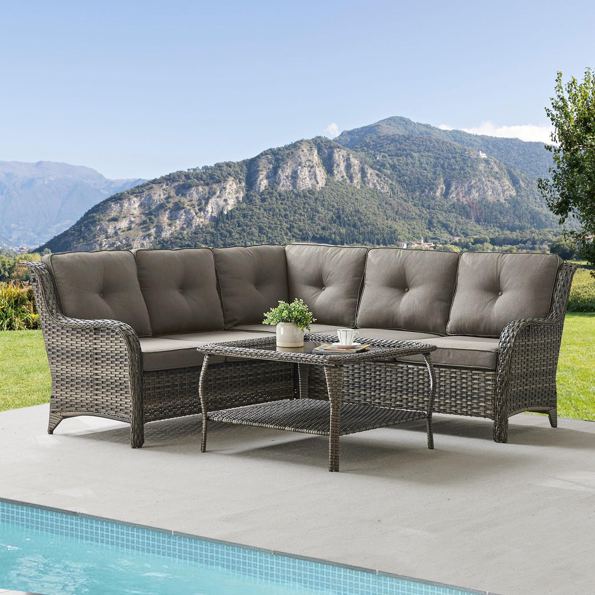 Wicker Patio Furniture Set - 7 Seater Rattan