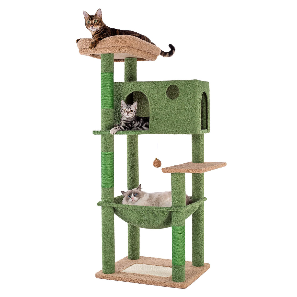 Cactus Cat Tree for Large Cats 53 Inches Multilevel Cat Tower
