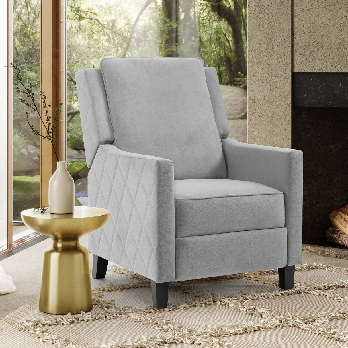 CloudEase Push-Back Recliner Chair Tufted Armchair with Pop-Up Footrest