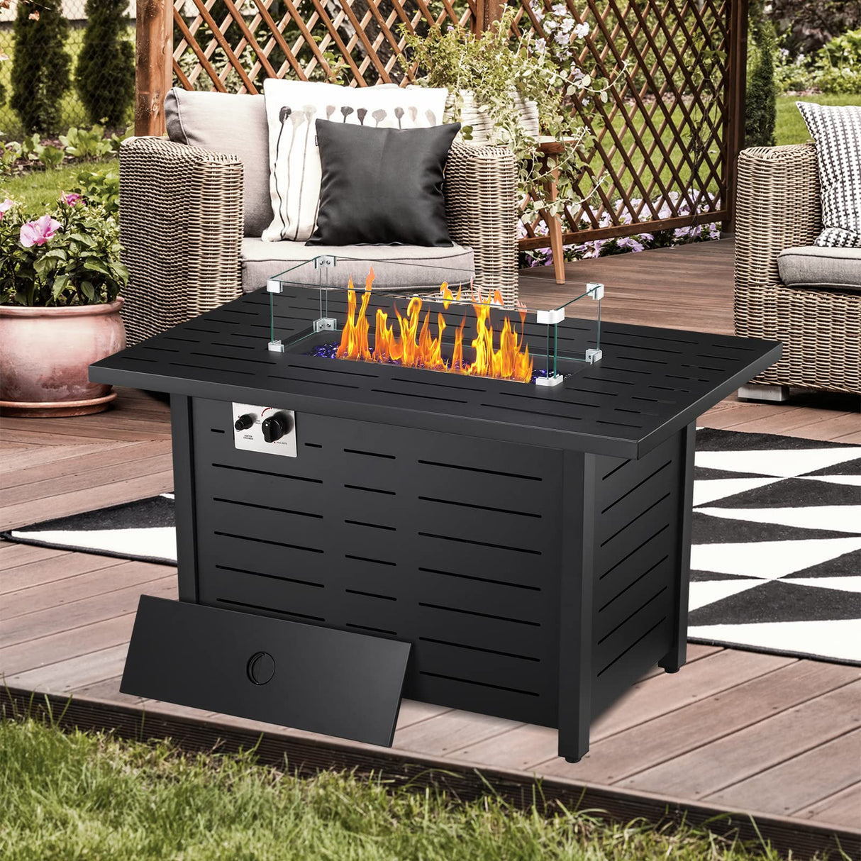 43'' Propane Fire Pit,50,000 BTU Outdoor Fireplace Backyard Garden