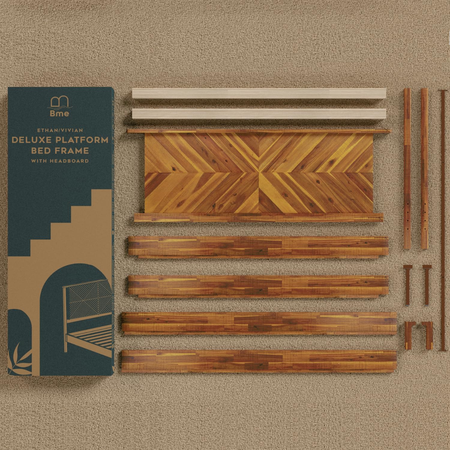 Vivian 14 Inch Deluxe Bed Frame with Headboard