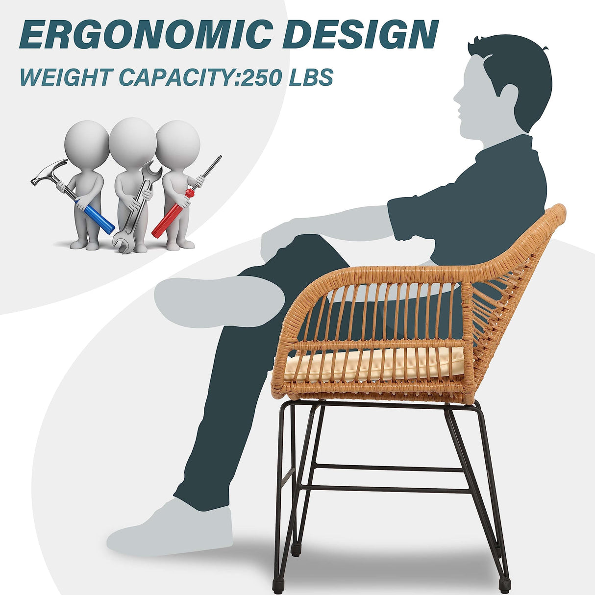 3 Piece Patio Set, Outdoor Bistro Set, Balcony Furniture