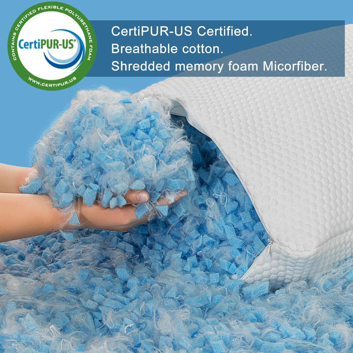 Standard Pillows Shredded Memory Foam Set of Standard Size