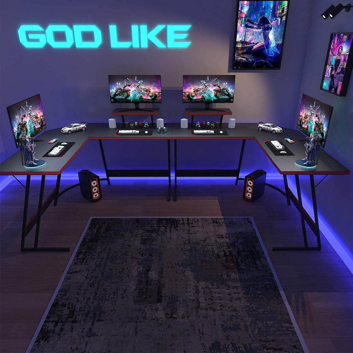 L Shaped Gaming Desk 51 Inch Computer Corner Desk, Home Pc Desk