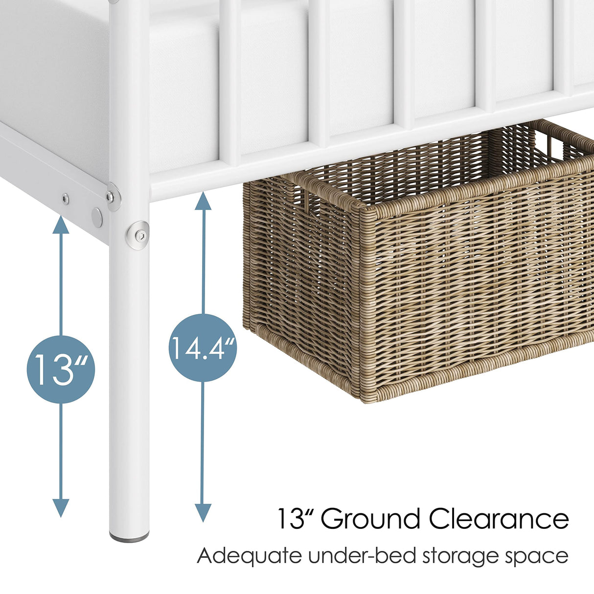 Twin Size Bed Frame Metal Platform Mattress Foundation with Spindle Headboard