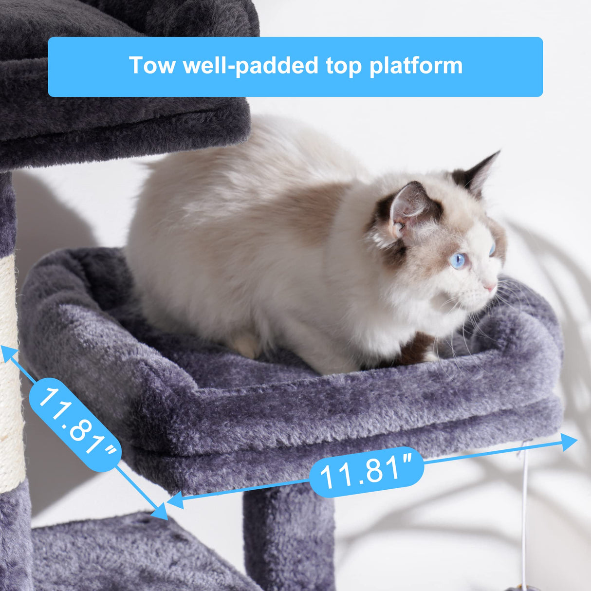 Cat Tree, 57" Cat Tower with Scratching Posts