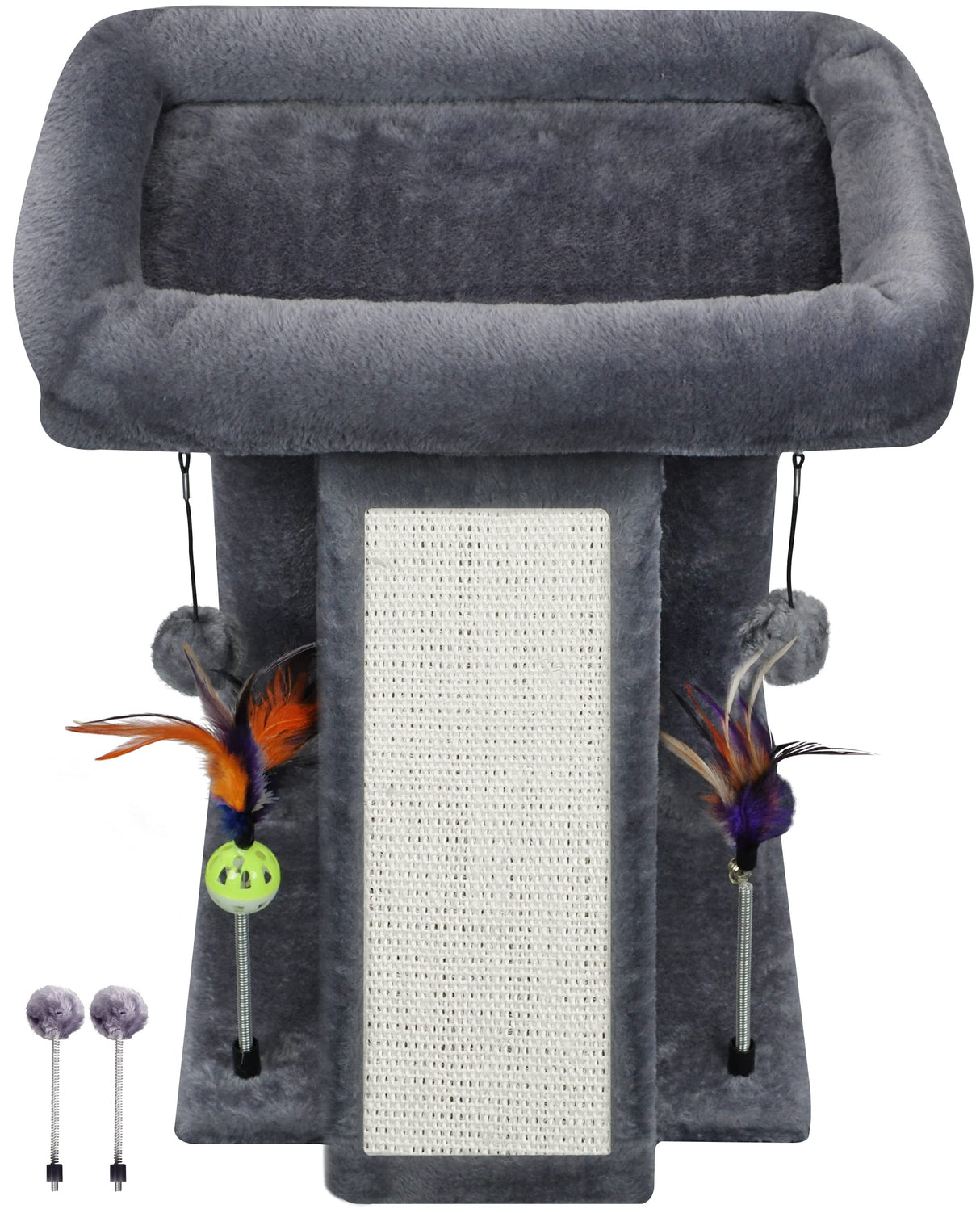 Cat Tree with Cat Condo Scratch Post Hammock Hanging Ball