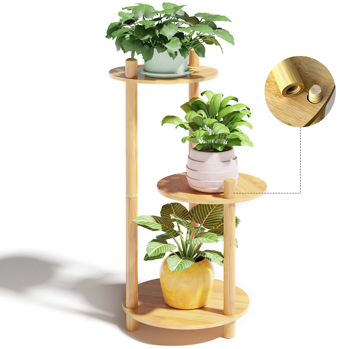 3-Tier Bamboo Plant Stand – Easy Assembly, Waterproof & Stable