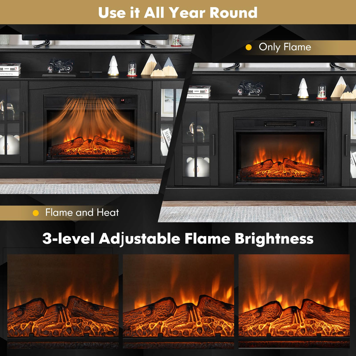 Electric Fireplace TV Stand for TVs Up to 65 Inches