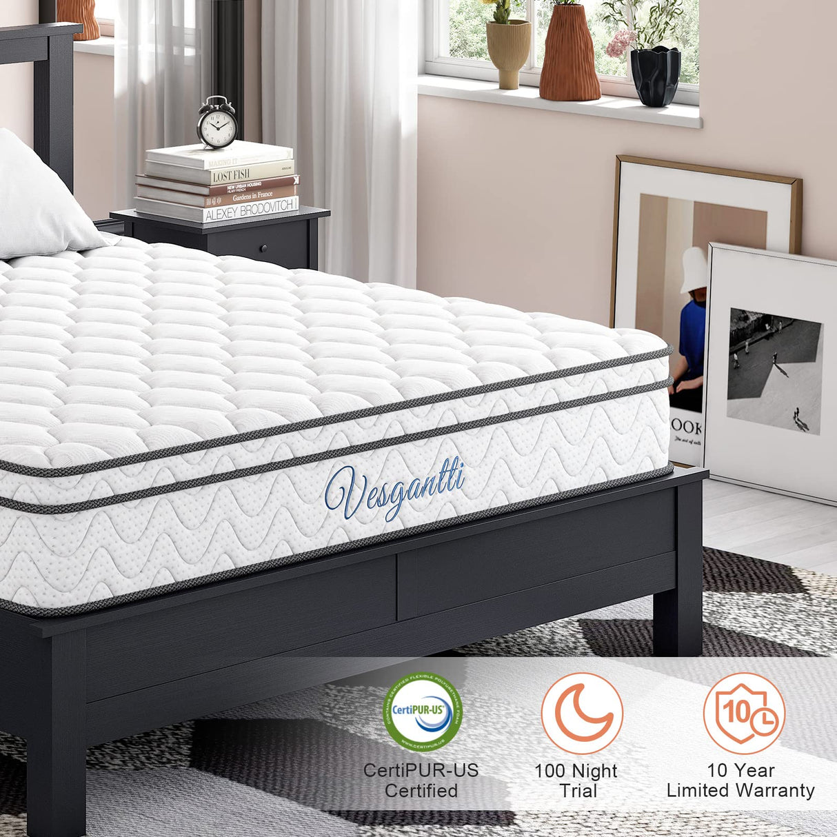 Queen Mattress, 10 Inch Hybrid Mattress