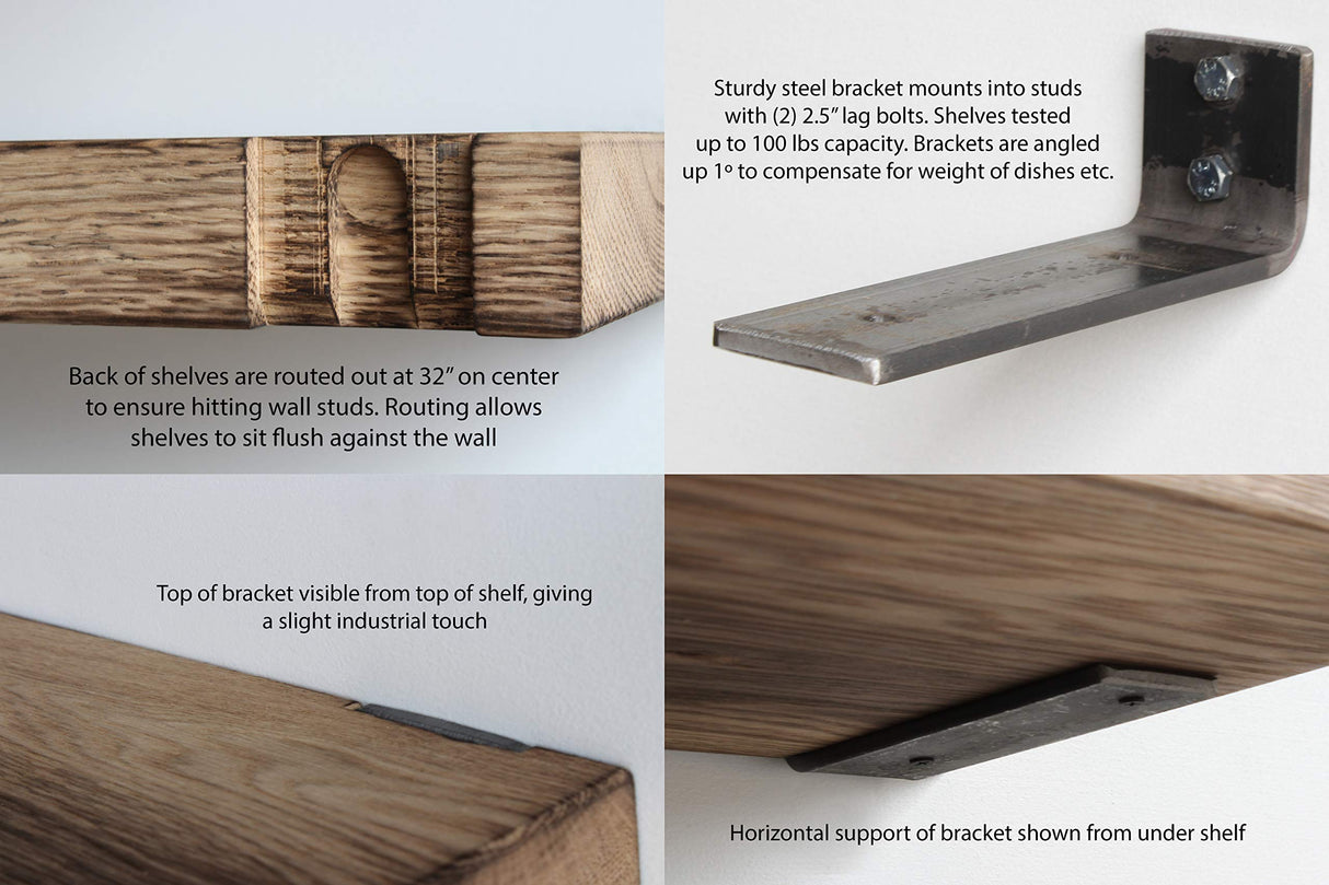 Modern Hardwood Shelves Set of 2 - Made from New Wood Sealed