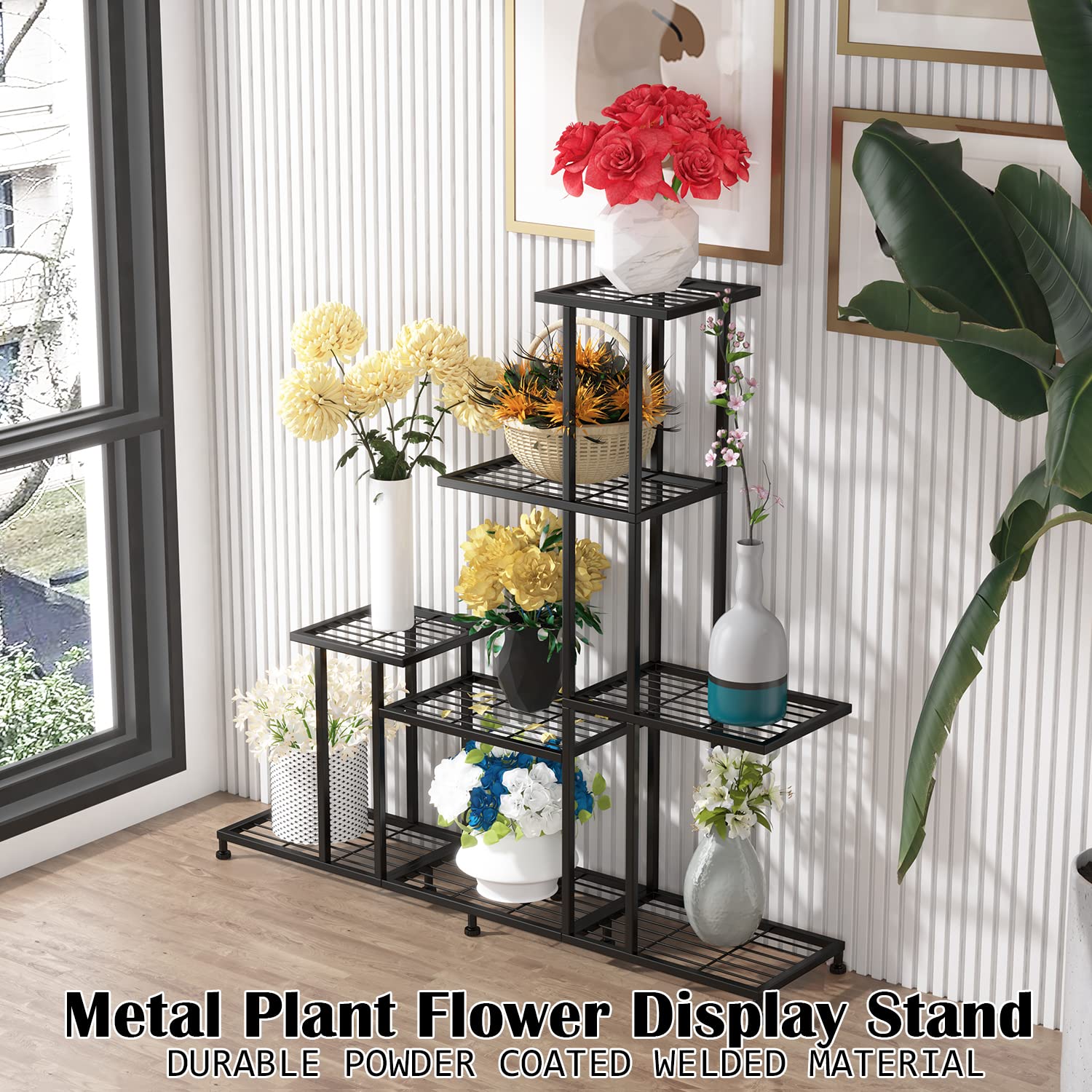 VersaTier 5 Tier Metal Plant Stand – Indoor & Outdoor Plant Display Rack