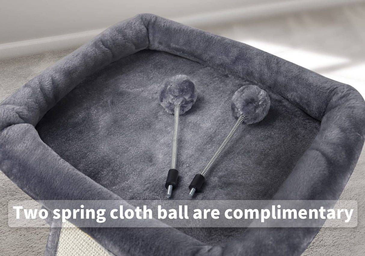 Cat Tree with Cat Condo Scratch Post Hammock Hanging Ball