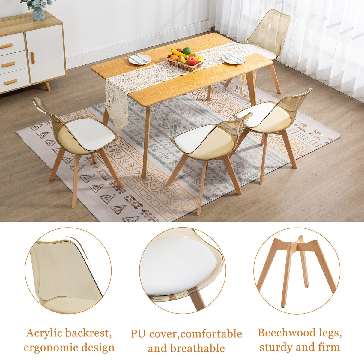 Dining Chairs Set of 4, Acrylic