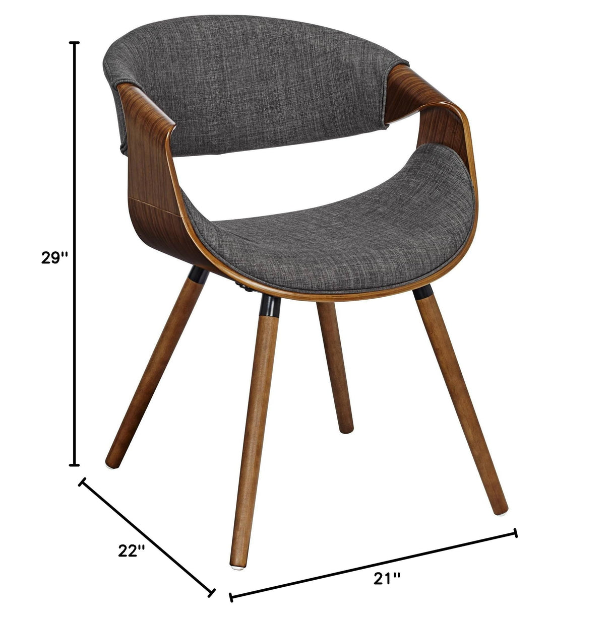 Butterfly Dining Chair in Charcoal Fabric and Walnut Wood Finish