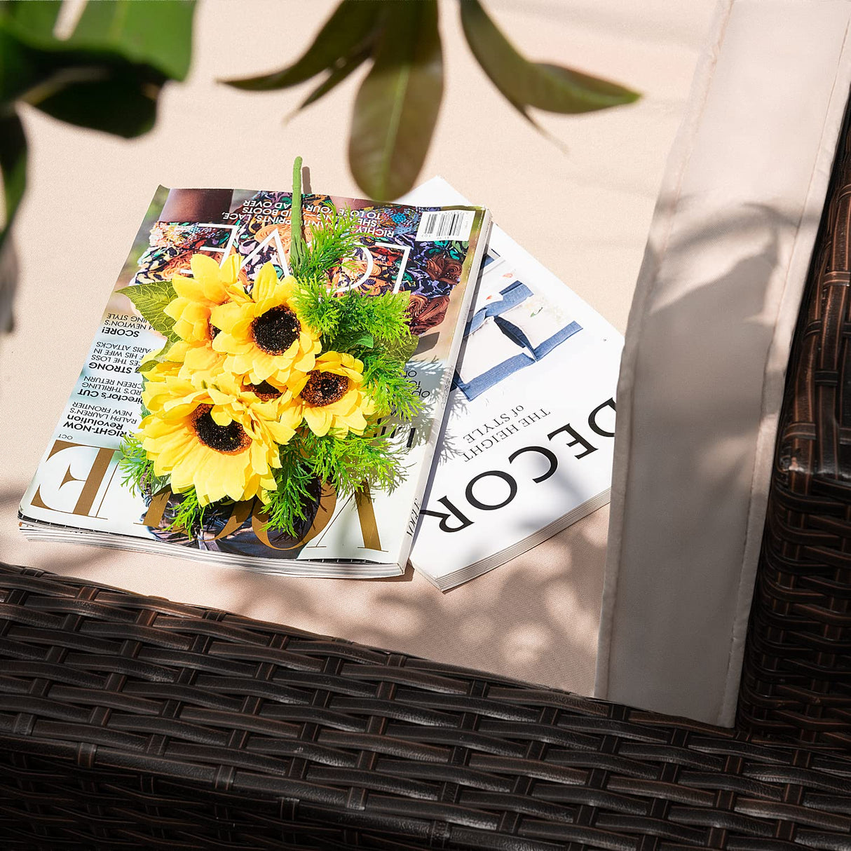 4 Pieces Patio Furniture Sets Rattan Chair Wicker Conversation Sofa Set