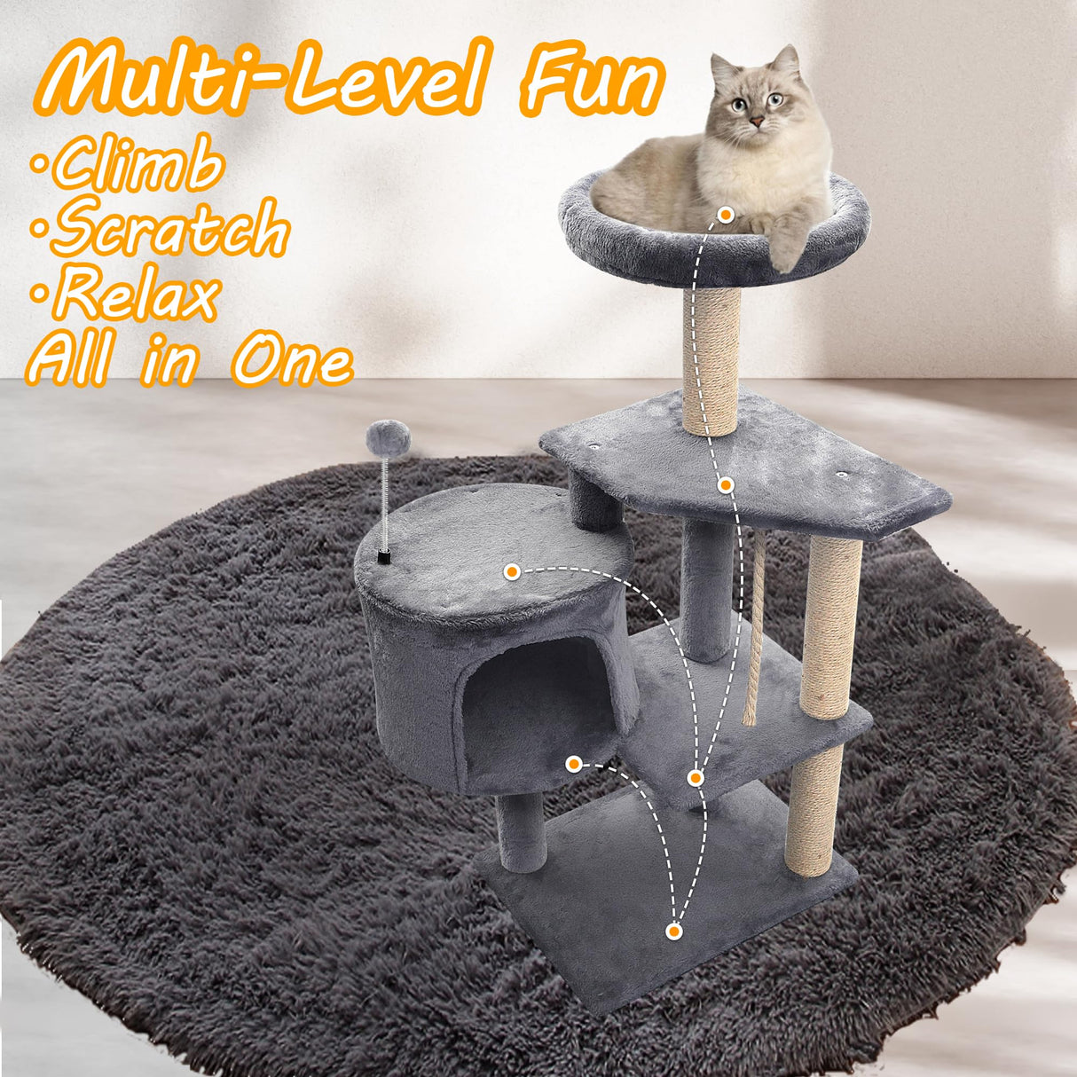 Cat Tree Scratching Toy Activity Centre Cat Tower Furniture Scratching Post