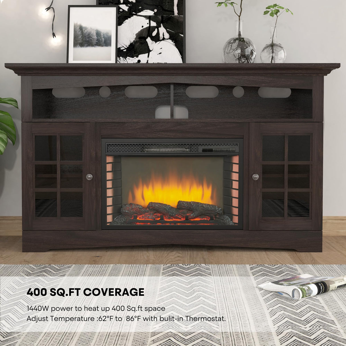 TV Entertainment Center with 28" Fireplace