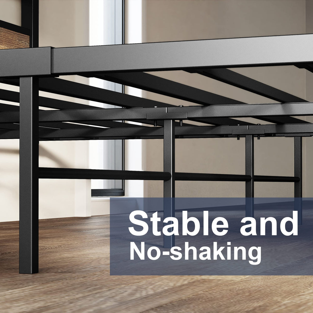 King Bed Frame and Headboard, Easy Assembly, Noise-Free, No Box Spring Needed