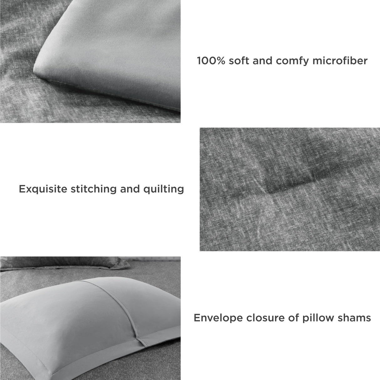 7 Pieces Grey Bed in a Bag Comforter Set with Sheets