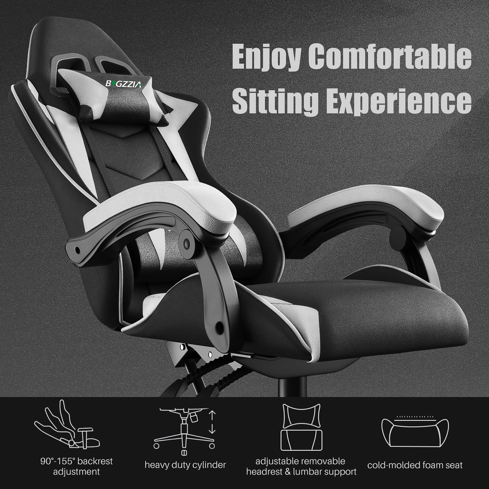 Gaming Chair Office Chair, Reclining High Back PU Leather