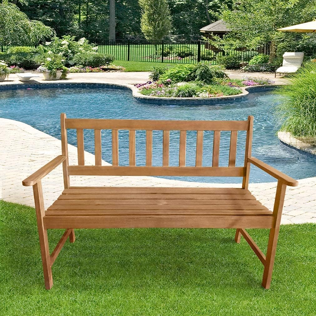 Patio Garden Armrests Sturdy Acacia Front Porch Chair 705Lbs Weight Capacity