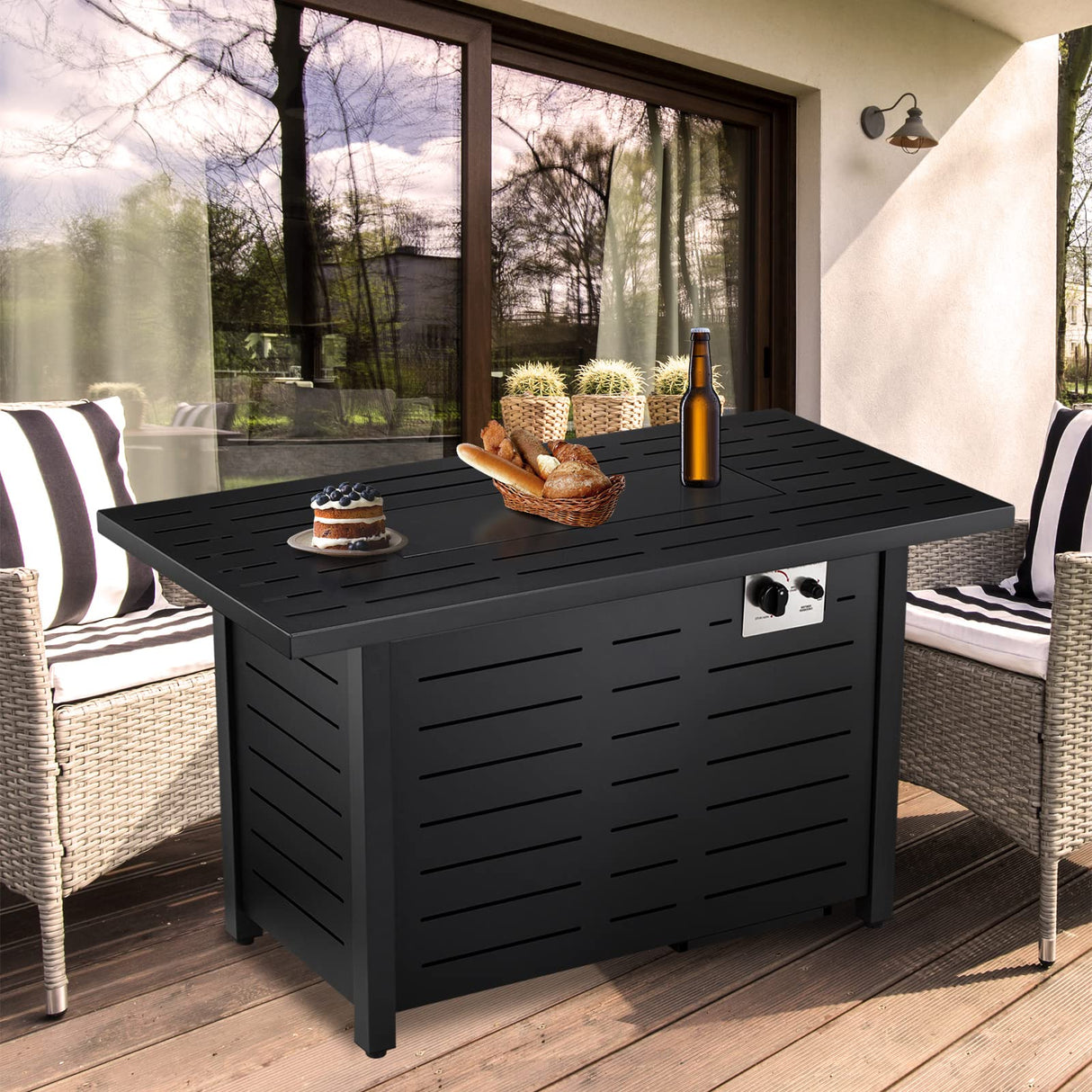 43'' Propane Fire Pit,50,000 BTU Outdoor Fireplace Backyard Garden