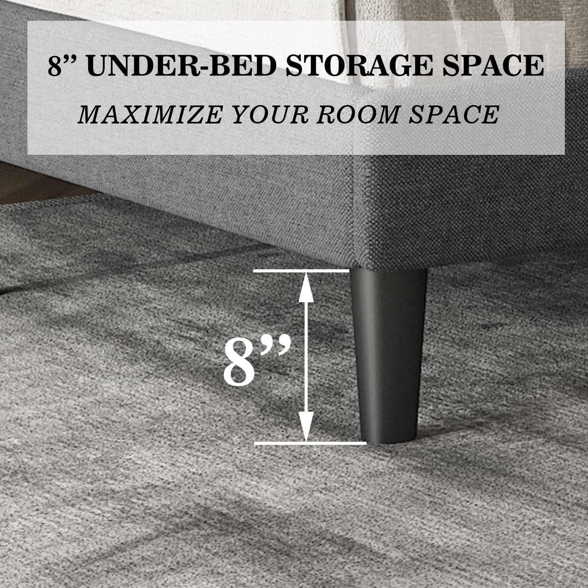 Upholstered Full Size Platform Bed Frame with Adjustable