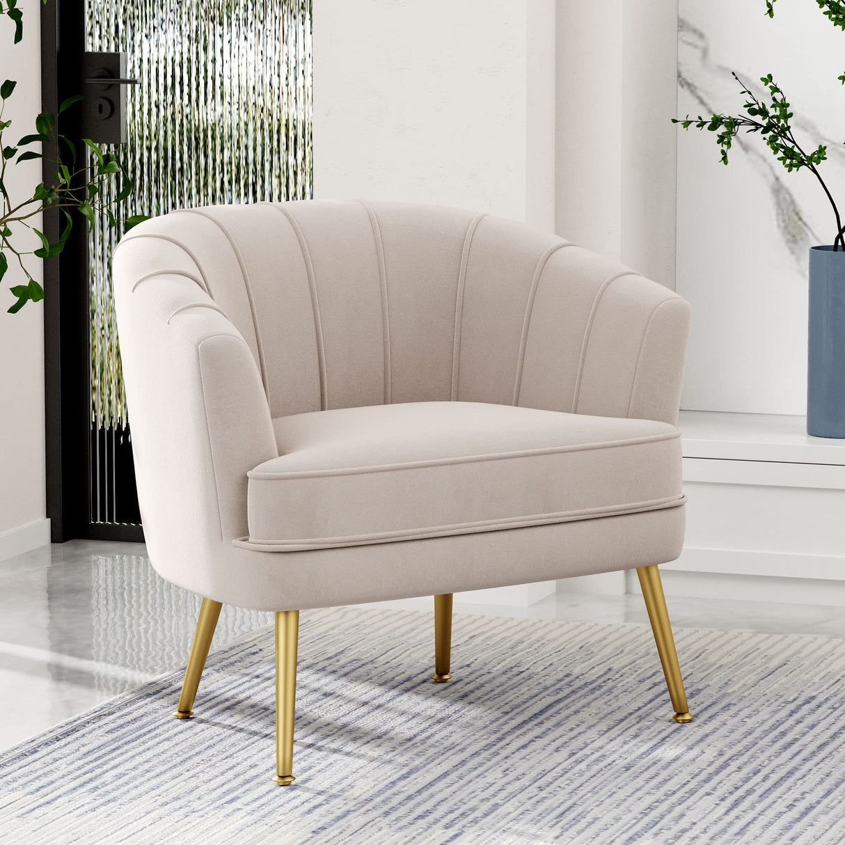 Velvet Accent Chair, Upholstered Modern Single Sofa Side Chair