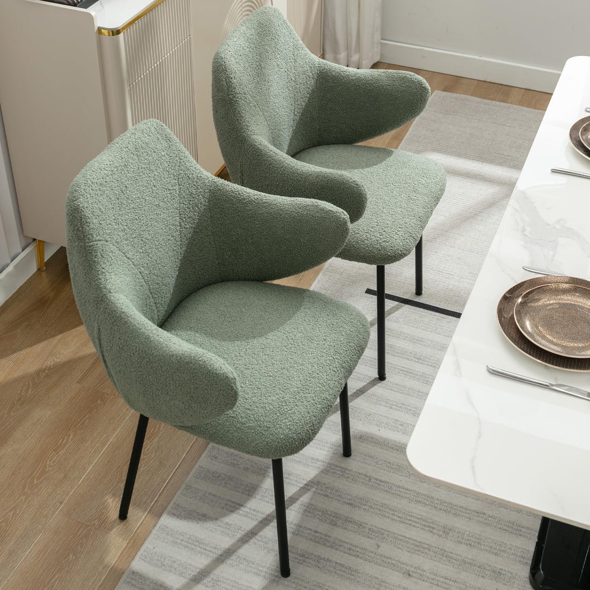 Green Dining Chairs Set of 4, Mid-Century Dining Room Chairs