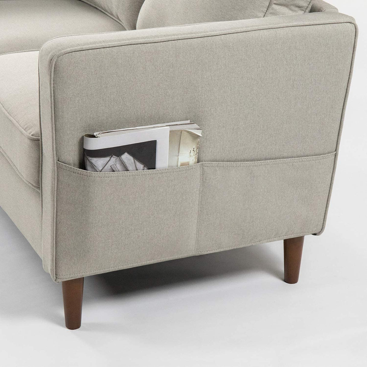 Fabric Loveseat Sofa Couch with Armrest Pockets