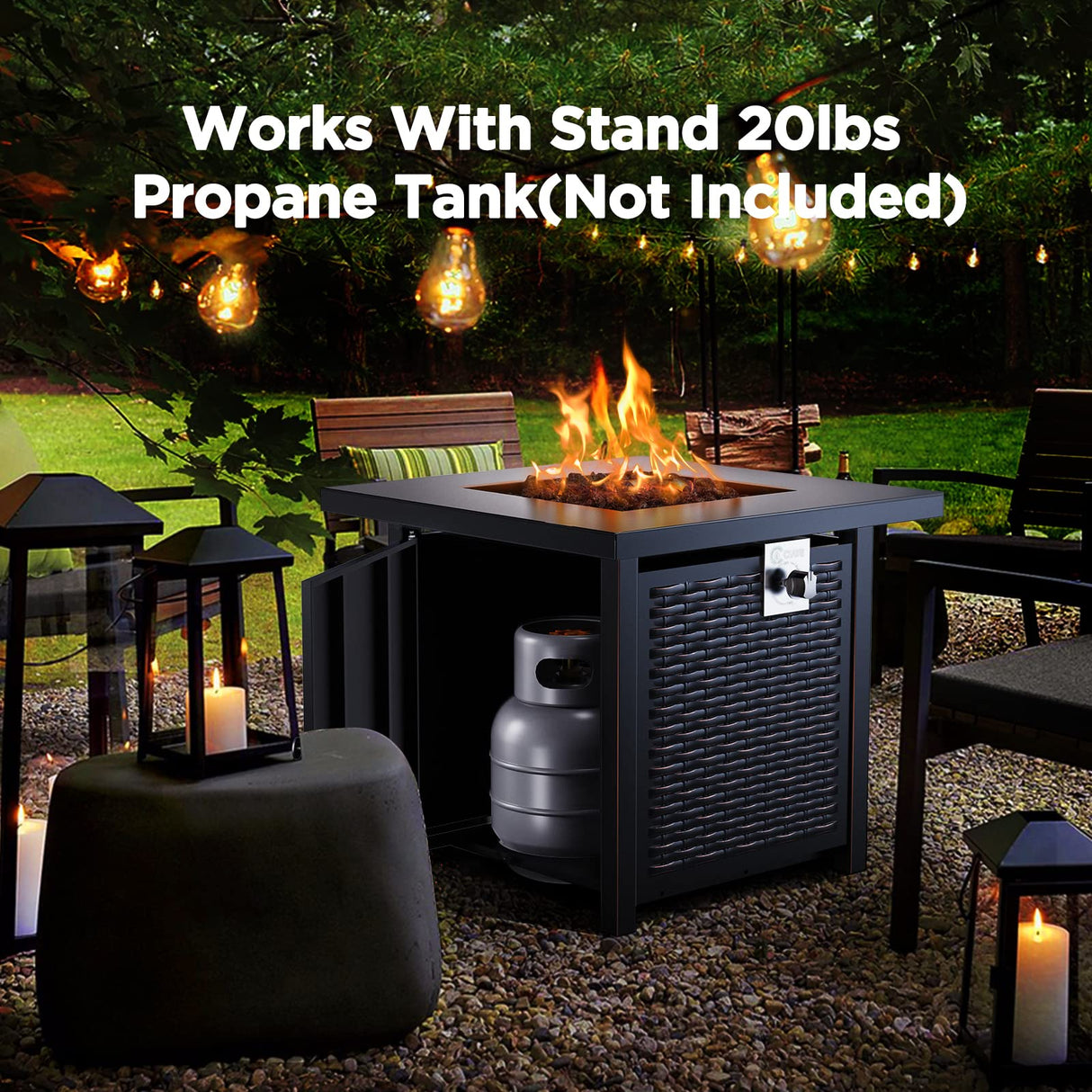 Propane Fire Pits 28 Inch Outdoor Gas Fire Pit, 50,000 BTU Steel Fire Table