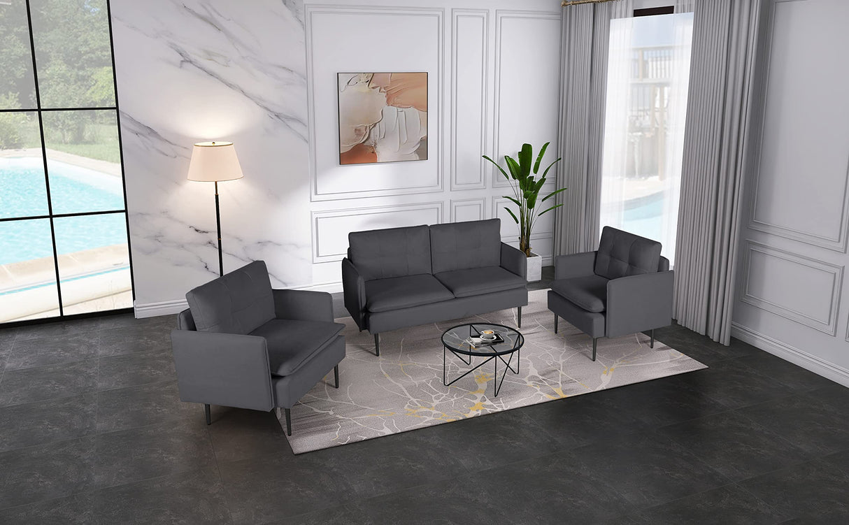 Metal Legs for Small Space Tufted Cushions Soft Sectional 2-Seat Couch